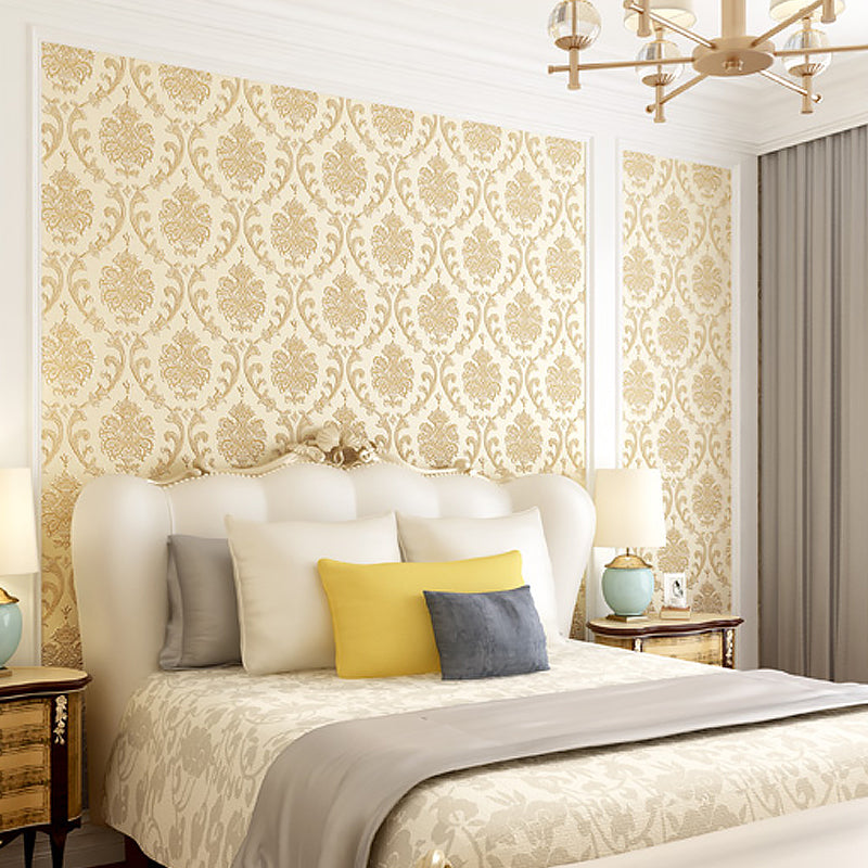 Nostalgic Flower Medallion Wallpaper Light-Color 3D Embossed Wall Art for Bedroom