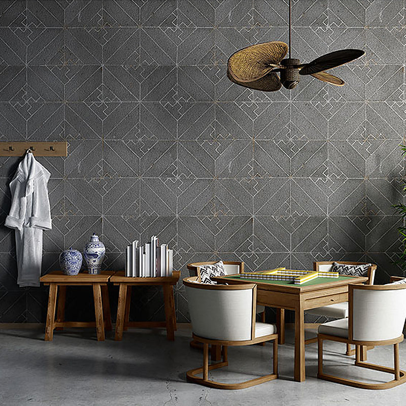 Geometric Rhombus Wallpaper Industrial Vinyl Wall Art in Dark Color for Home Decor