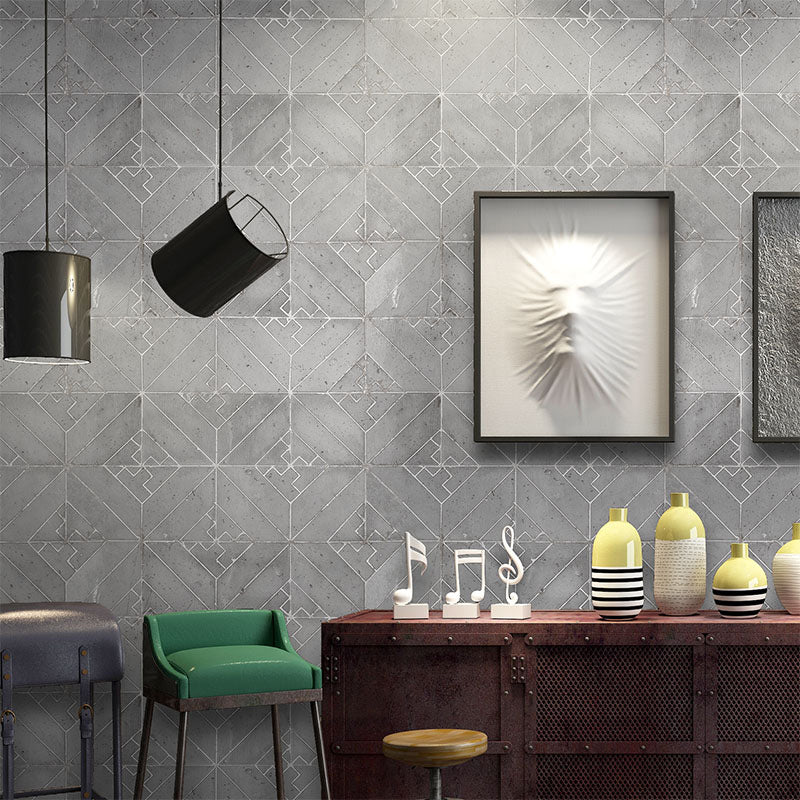 Geometric Rhombus Wallpaper Industrial Vinyl Wall Art in Dark Color for Home Decor