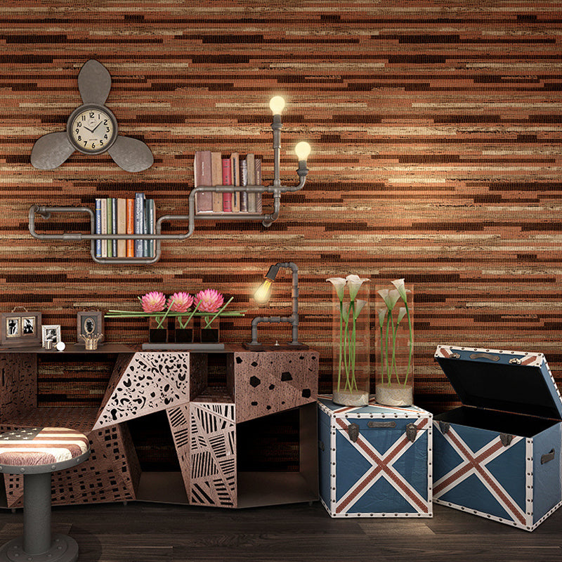 Laminated Wood Look Wallpaper Industrial Unpasted Living Room Wall Art, 33' x 20.5"