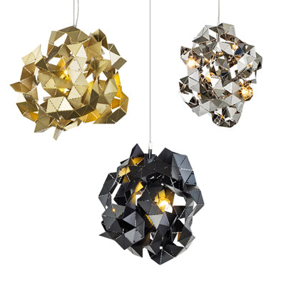 Metal Abstract Hanging Light Fixture Triple Light Post Modern Ceiling Chandelier in Black/Gold/Silver