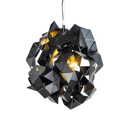 Metal Abstract Hanging Light Fixture Triple Light Post Modern Ceiling Chandelier in Black/Gold/Silver