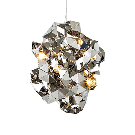 Metal Abstract Hanging Light Fixture Triple Light Post Modern Ceiling Chandelier in Black/Gold/Silver