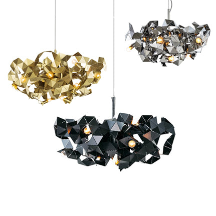 Aluminum Abstract Ceiling Pendant 6 Lights Post Modern Metal Hanging Lamp in Black/Gold/Silver