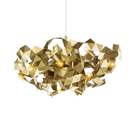 Aluminum Abstract Ceiling Pendant 6 Lights Post Modern Metal Hanging Lamp in Black/Gold/Silver