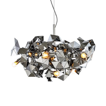 Aluminum Abstract Ceiling Pendant 6 Lights Post Modern Metal Hanging Lamp in Black/Gold/Silver