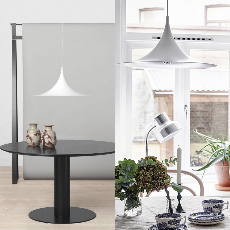 Luz de suspensión de una cabeza negra/gris/blanca con tono de metal de trompeta Luz de colgante de techo de comedor creativo moderno, de 16 "/19" de ancho