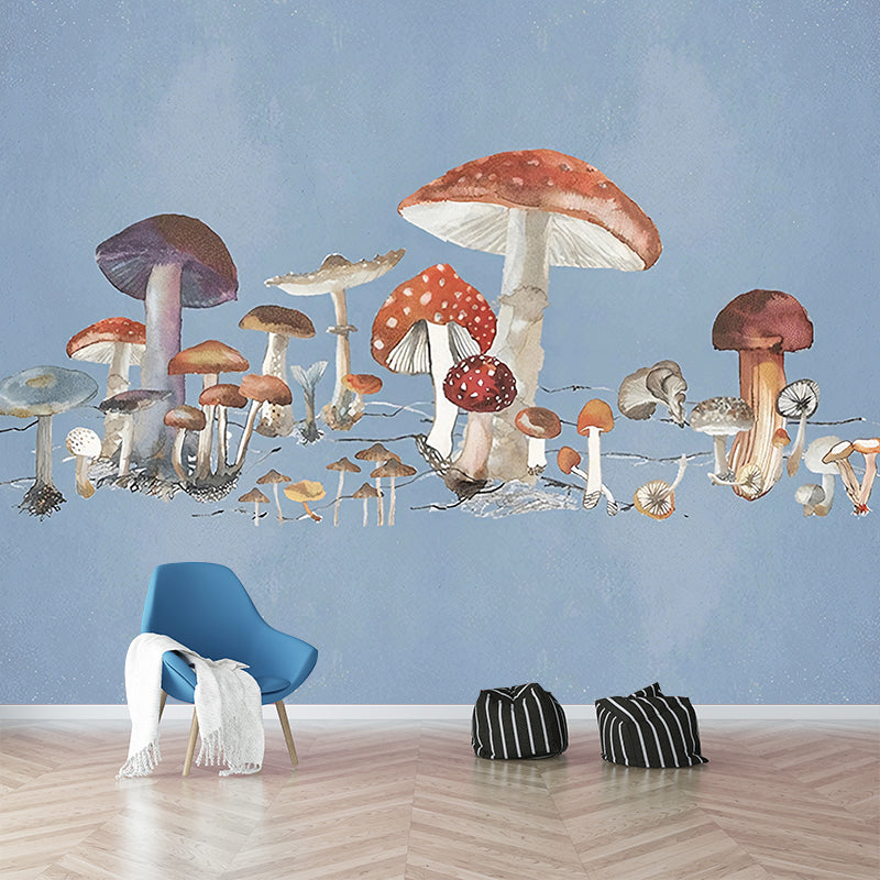 Illustration Mushroom Murals Wallpaper Whole Wall Covering for Childrens Bedroom, Custom Print