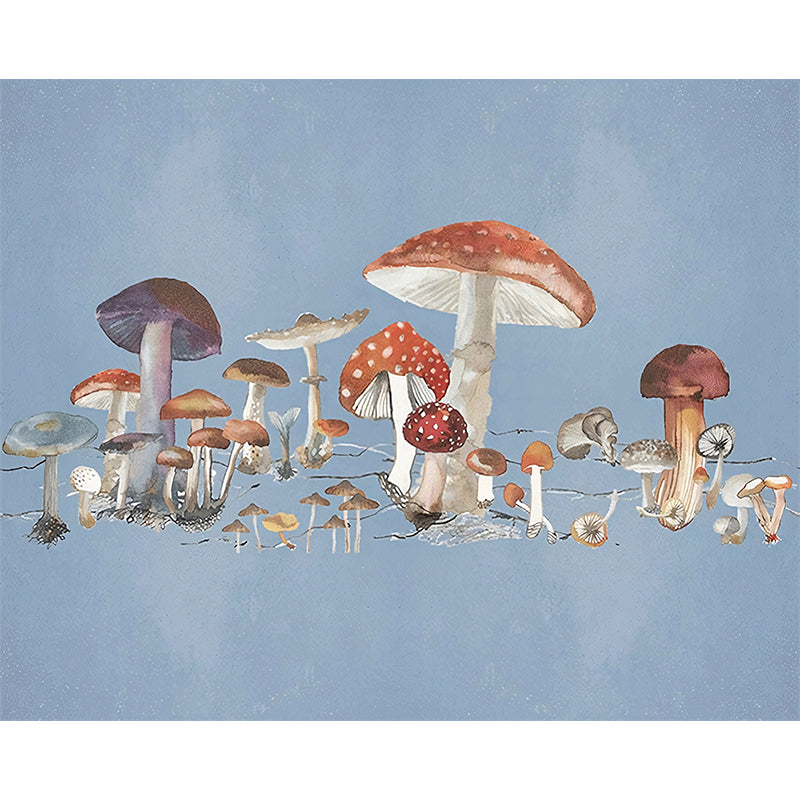 Illustration Mushroom Murals Wallpaper Whole Wall Covering for Childrens Bedroom, Custom Print