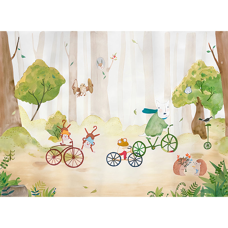 Cartoon Animals Wallpaper Murals Childrens Art Smooth Wall Covering for Baby Room