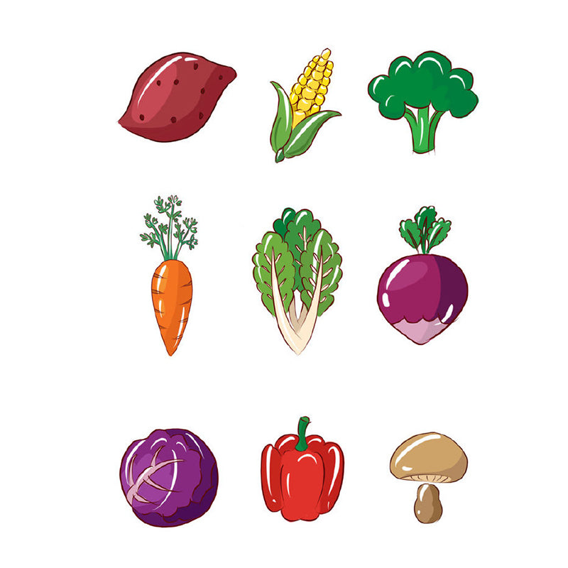 Purple-Green Vegetables Mural Food Cartoon Style Stain Resistant Wall Decoration