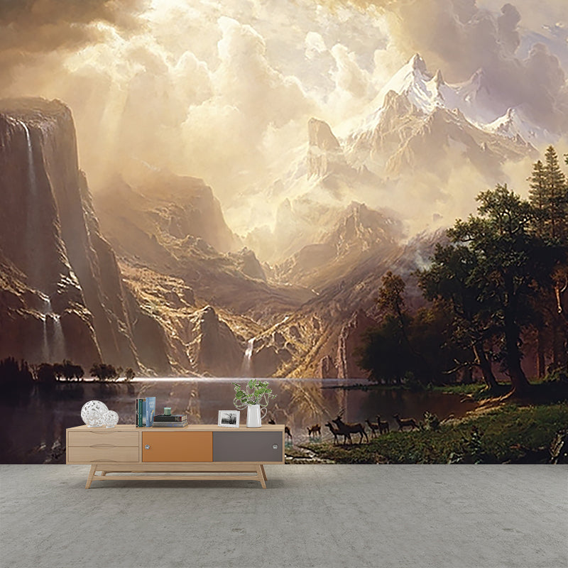 Brown Artistry Wall Paper Murals Whole Among the Sierra Nevada Mountains Drawing Wall Art for Home