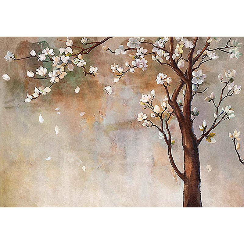 Brown Japanese Wall Covering Murals Custom Flowering Plum Tree Wall Decor for Bedroom