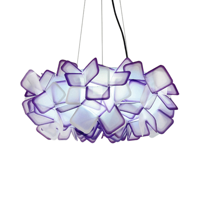 Brun / bleu / violet Blossom Drop Pendant Contemporary 21 "/27.5" De plus de plafond en acrylique 1 "de large pour le salon