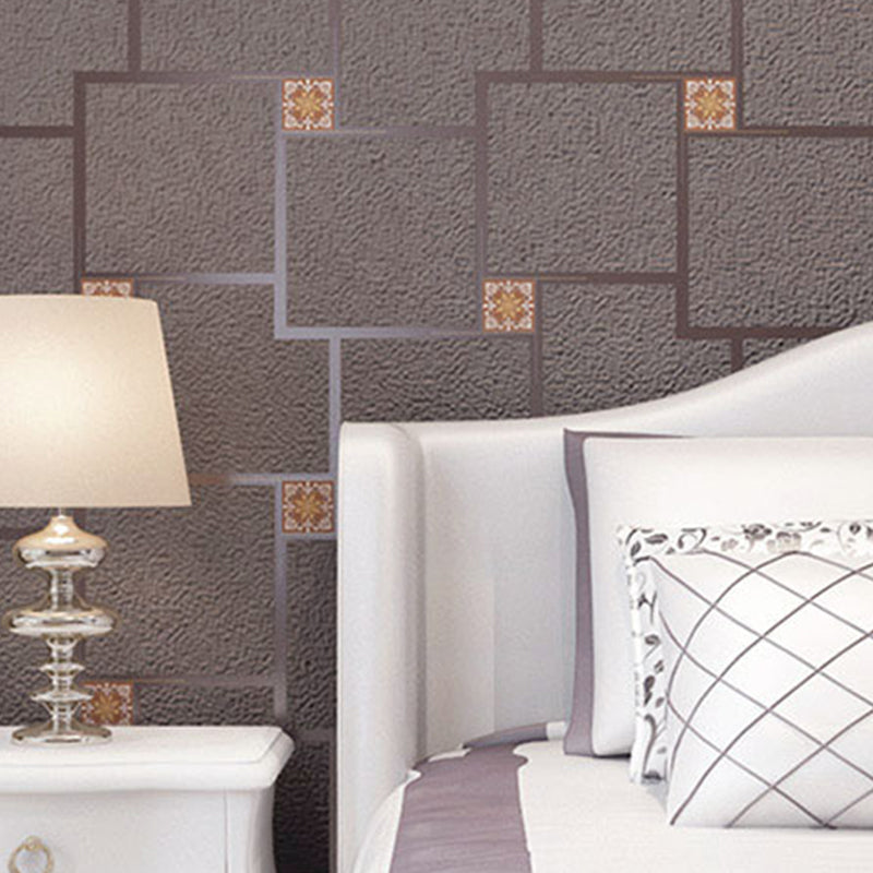 Geometric Dark Color Wallpaper Squares Moisture Resistant Wall Decor for Living Room