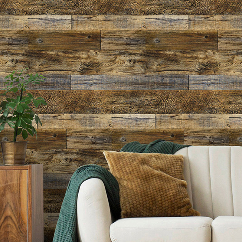 Temporary Adhesive Wallpaper Wood Effect Dark Color Industrial Plaster Wall Art for Living Room