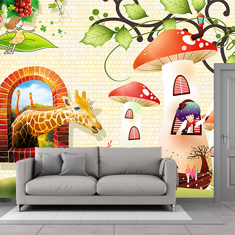 Colorful Cartoon Wall Paper Murals Extra Large Wonderland Wall Art for Kids Room