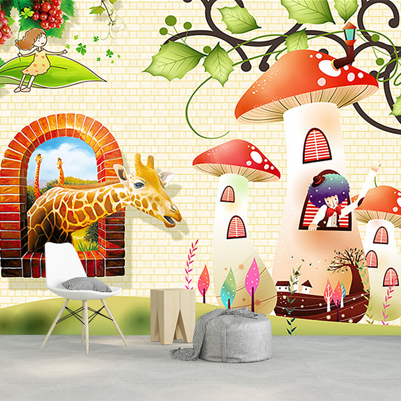 Colorful Cartoon Wall Paper Murals Extra Large Wonderland Wall Art for Kids Room