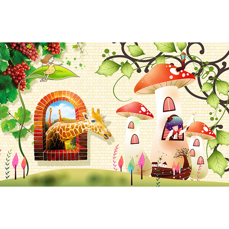 Colorful Cartoon Wall Paper Murals Extra Large Wonderland Wall Art for Kids Room