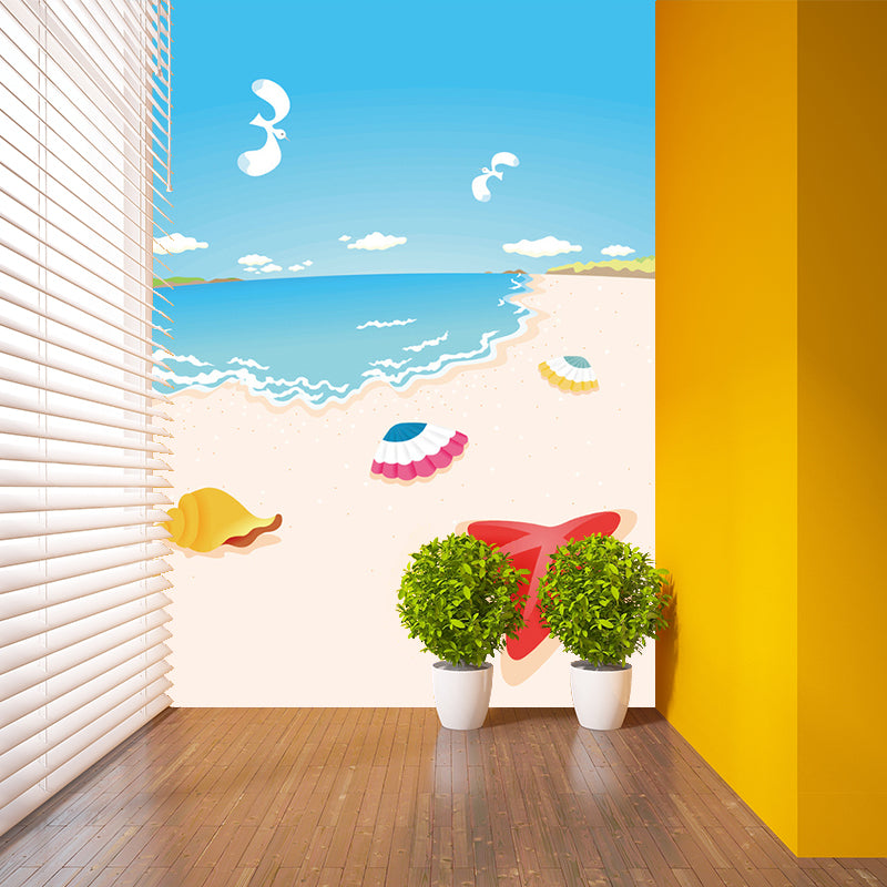 Large Coastal Painting Murals Colorful Non-Woven Wall Art for Nursery, Stain-Proof, Custom Size