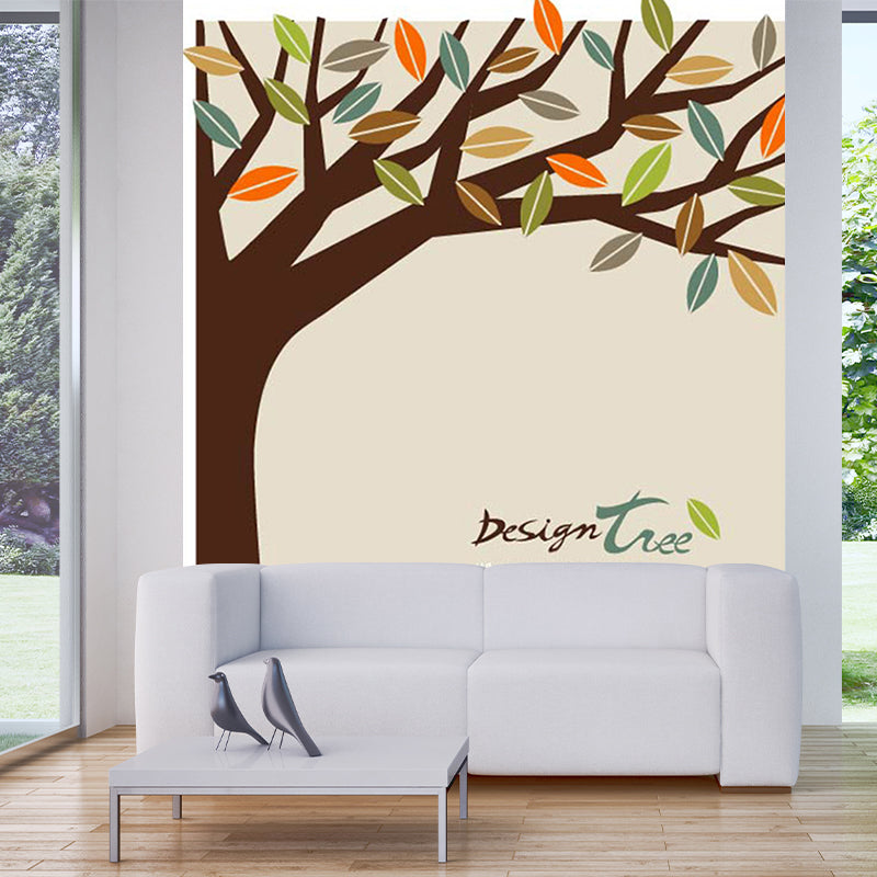 Childrens Art Cartoon Tree Mural Brown Moisture Resistant Wall Decoration for Kindergarten