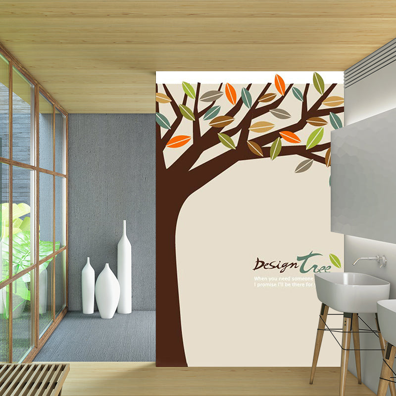 Childrens Art Cartoon Tree Mural Brown Moisture Resistant Wall Decoration for Kindergarten