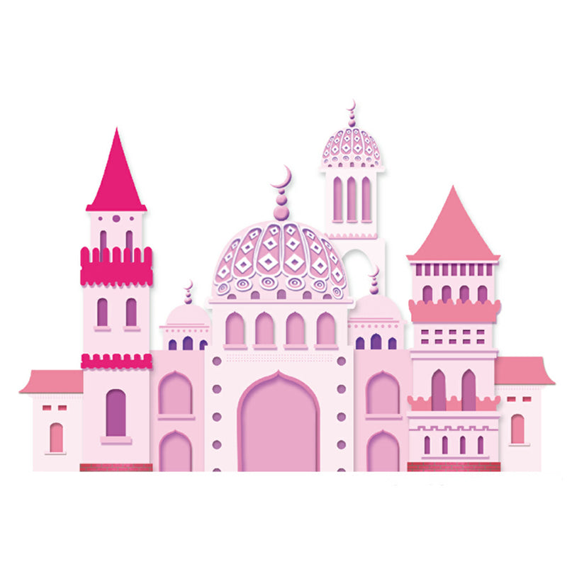 Pink Castle Wall Paper Murals Cartoon Fantasy Stain Resistant Wall Art for Girls Bedroom