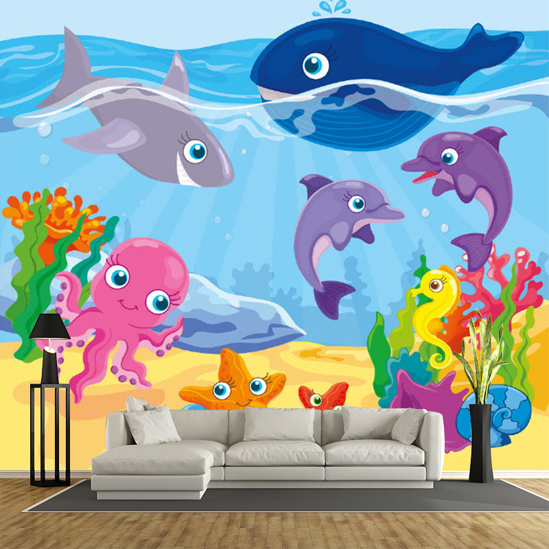 Moisture Resistant Murals for Wall Cartoon Style Non-Woven Fabric Wall Decor, Customize Size Available