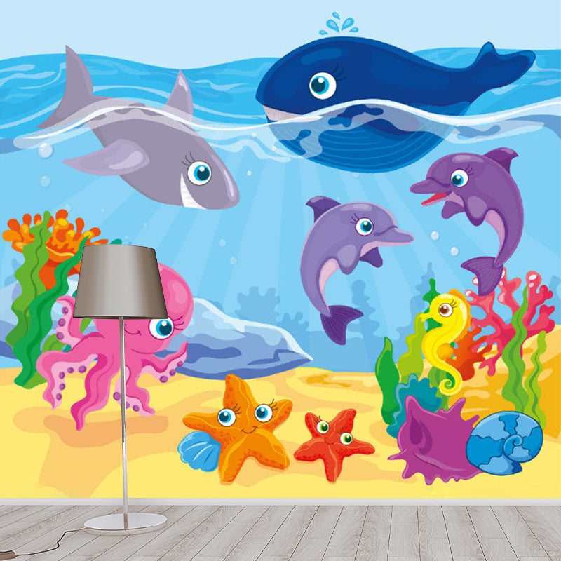 Moisture Resistant Murals for Wall Cartoon Style Non-Woven Fabric Wall Decor, Customize Size Available