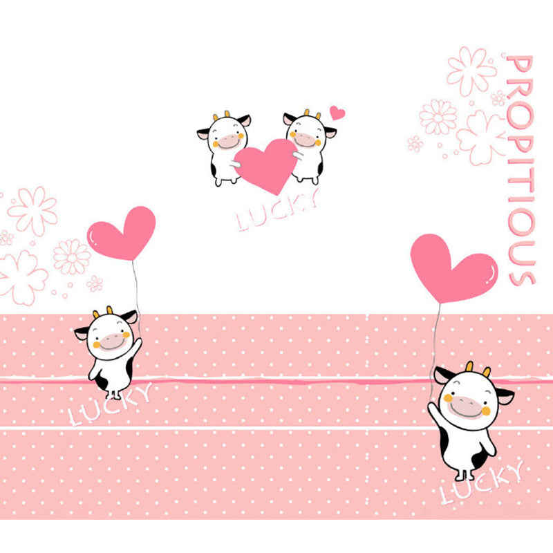 Cows and Heart Balloon Mural Decal Cartoon Waterproofing Baby Room Wall Decor, Full Size