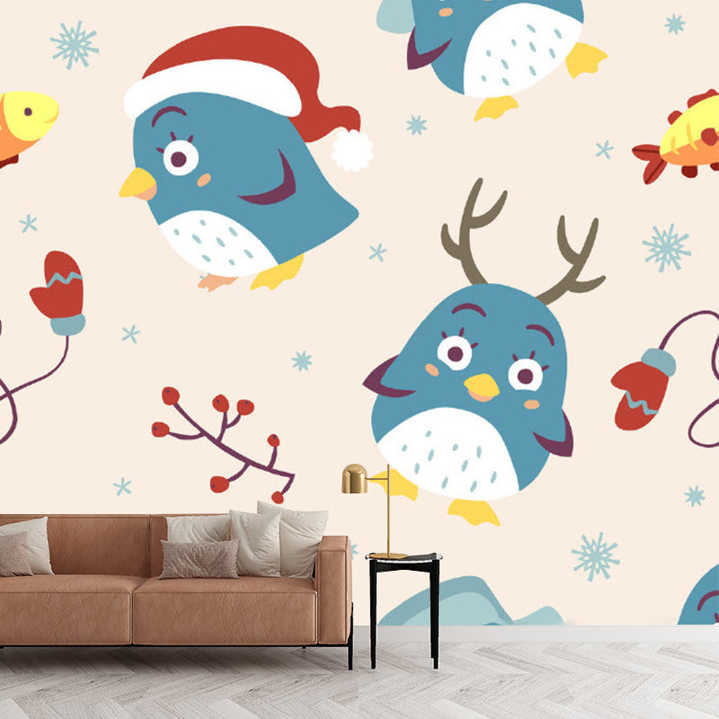 Blue and Yellow Animals Murals Wallpaper for Home Decor Cartoon Baby Room Wall Covering