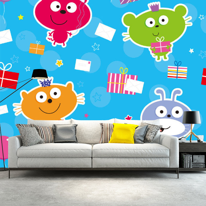 Cute Animals Murals Wallpaper for Home Decor, Multi-Color, Customize Size Available