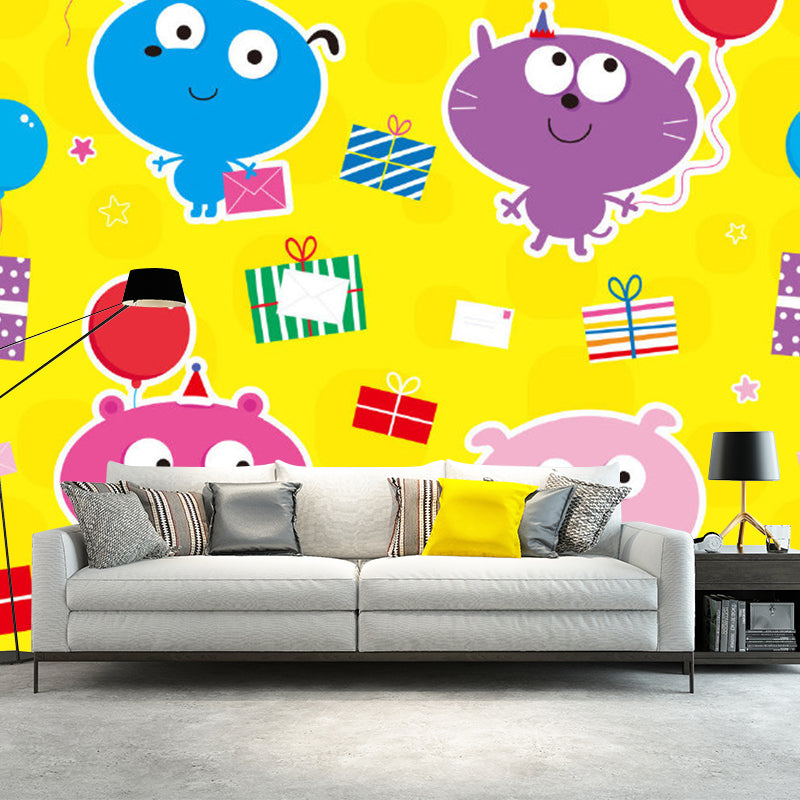 Cute Animals Murals Wallpaper for Home Decor, Multi-Color, Customize Size Available