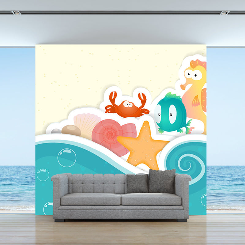 Eco-Friendly Marine Organism Murals Cartoon Style Non Woven Fabric Wall Decor, Personalised Size