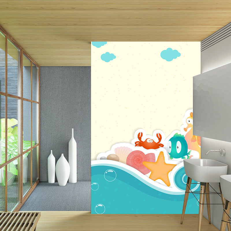 Eco-Friendly Marine Organism Murals Cartoon Style Non Woven Fabric Wall Decor, Personalised Size