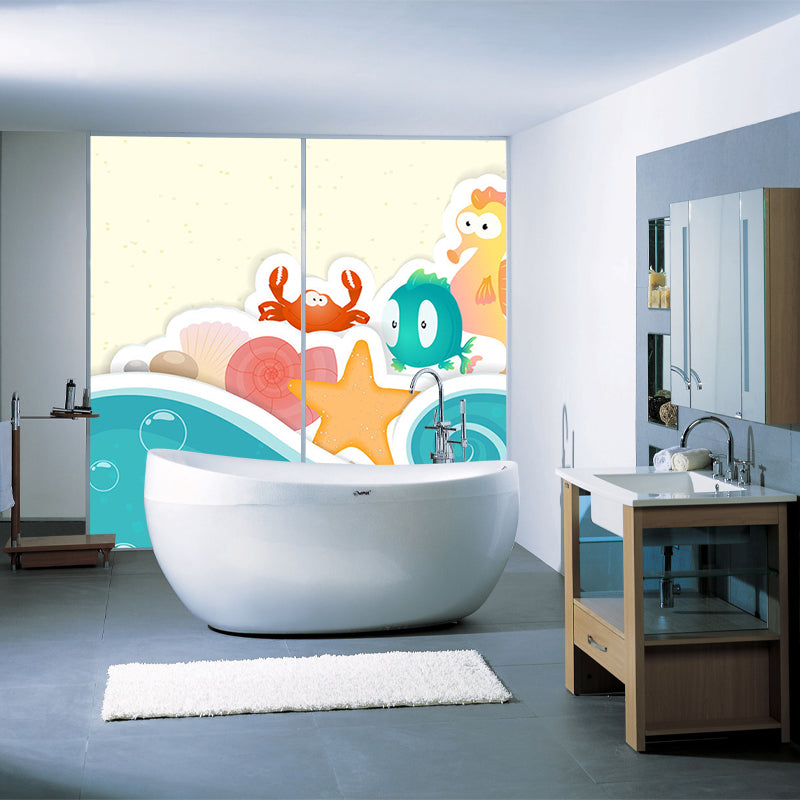 Eco-Friendly Marine Organism Murals Cartoon Style Non Woven Fabric Wall Decor, Personalised Size