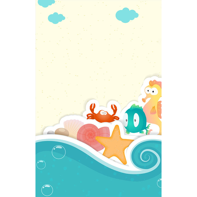 Eco-Friendly Marine Organism Murals Cartoon Style Non Woven Fabric Wall Decor, Personalised Size