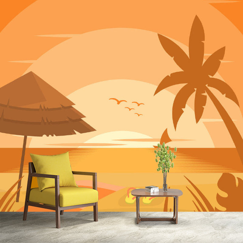 Beach View at Sunset Mural Decal Kids Moisture Resistant Home Wall Covering, Personalised Size