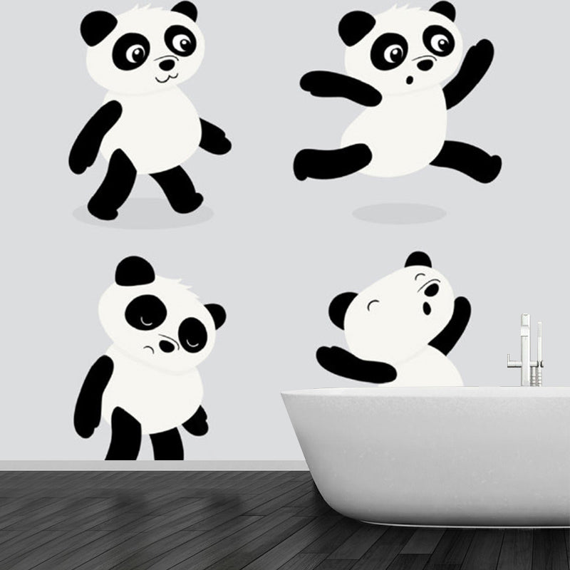 Moisture Resistant Pandas Wall Murals Decal Extra Large Cartoon Style Wall Decor for Bedroom