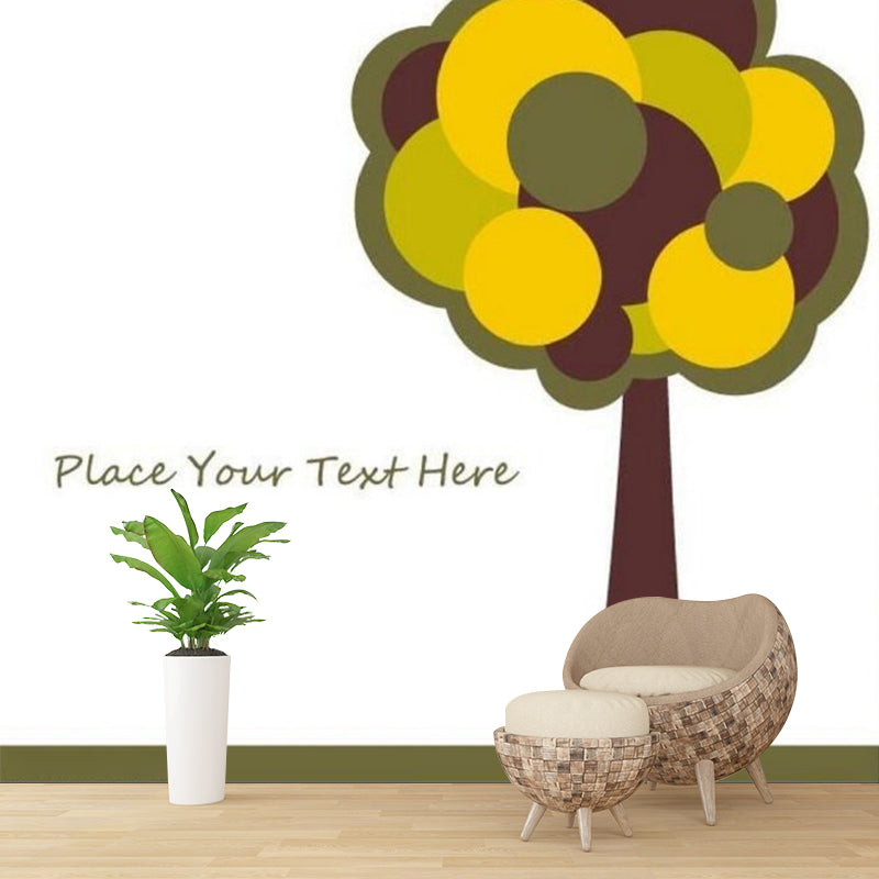 Yellow and Brown Kids Murals Extra Large Tall Tree Wall Covering for Accent Wall