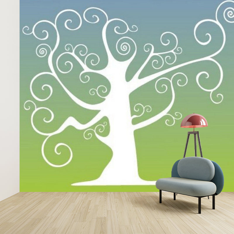 Illustration Tree Murals Decal for Child Bedroom, Blue and Green, Personalised Size