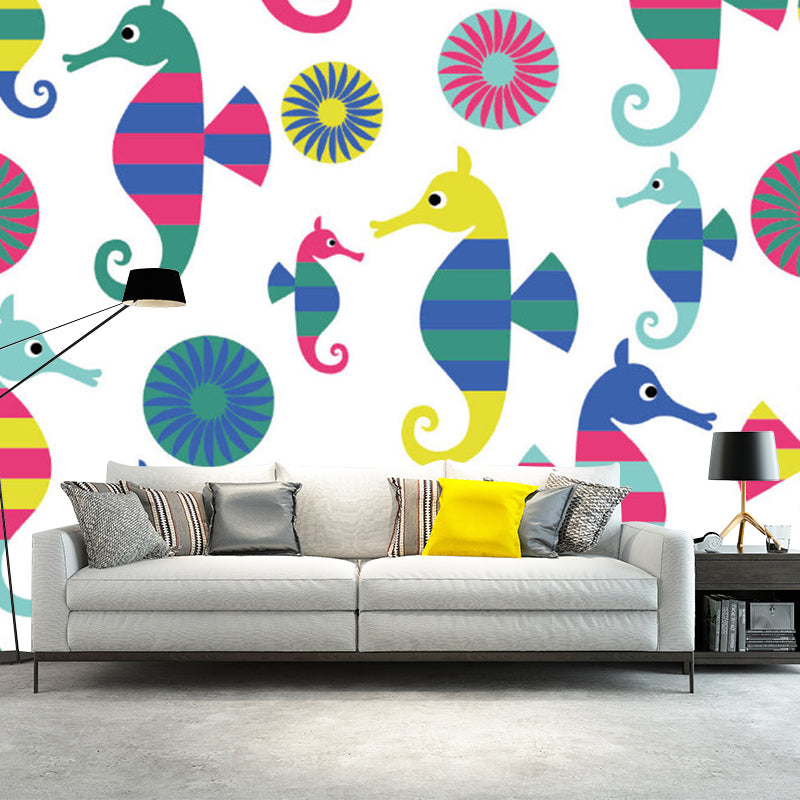 Hippocampus Wall Mural Decal Soft Color Childrens Art Wall Decor for Kids Bedroom