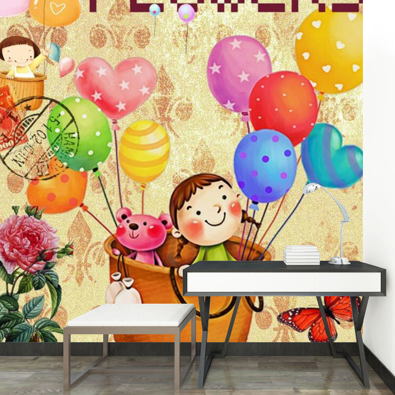 Cartoon Wall Mural Decal Moisture Resistant Bedroom Wall Covering, Customize Size Available