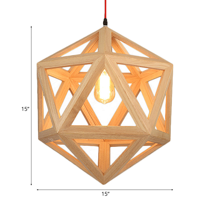 15 "/19" de ancho de madera de madera de madera Luz de techo de 1 cabeza de lámpara para comedor