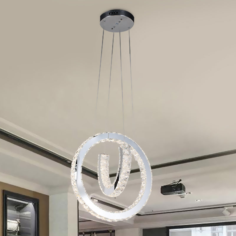 Stainless Steel LED Drop Pendant Simplicity Cut Crystal Letters Chandelier Light