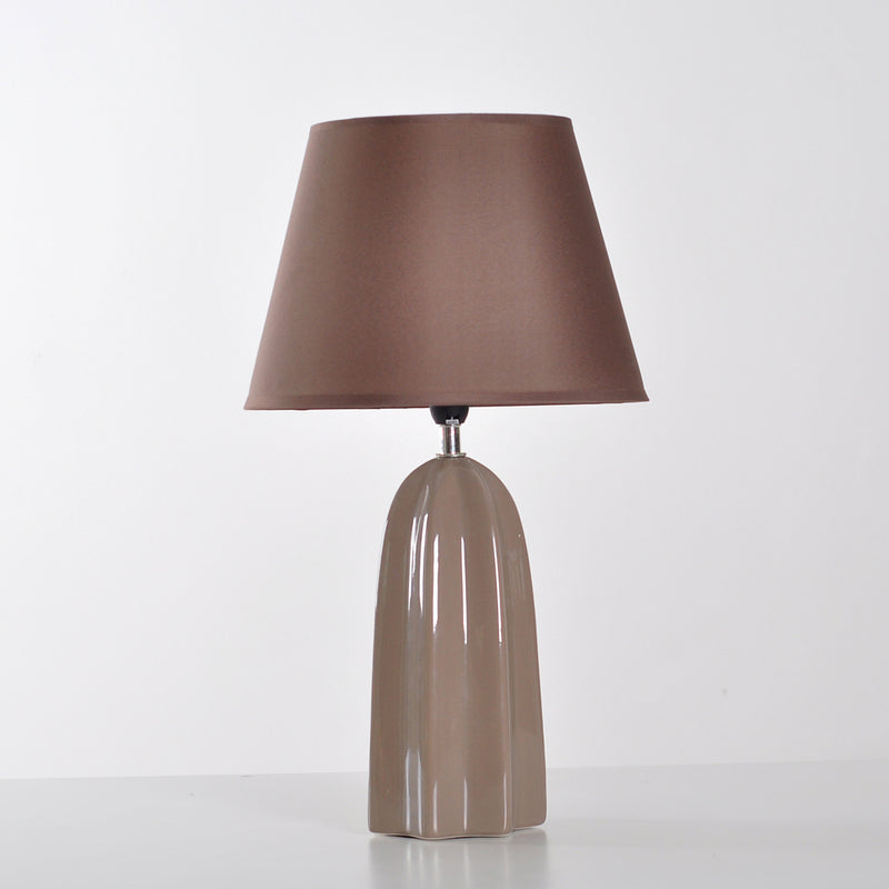 Beige/Brown 1 Head Table Lamp Traditional Style Fabric Conical Shade Table Light for Study Room