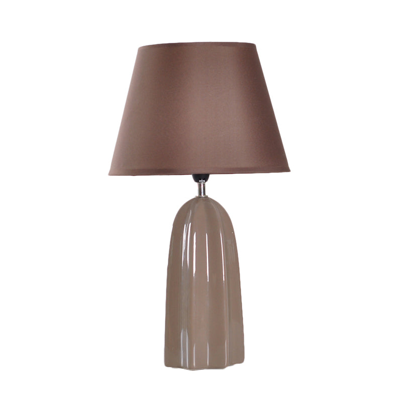 Beige/Brown 1 Head Table Lamp Traditional Style Fabric Conical Shade Table Light for Study Room