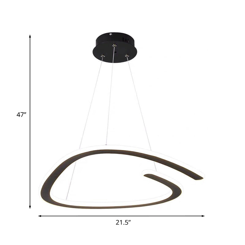 Black Disconnected Triangle Chandelier Simplicity LED Metallic Suspension Light in White/Warm Light