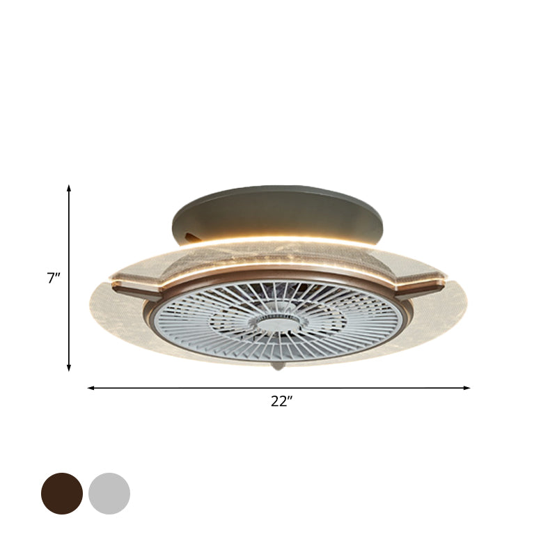 Round Acrylic Hanging Fan Light Modernism Gold/Silver Finish LED Flushmount Lamp, 22" Width