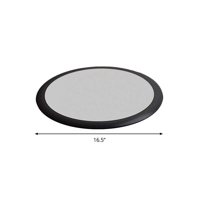 Metallic Round Ceiling Mounted Fixture Minimalist LED Black Flush Lighting in White/Warm Light, 16.5"/20.5"/24.5" Dia